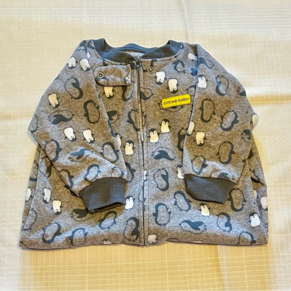 Carter's Gray Penguin Sleep Sack Fleece Pajamas 0-9 Months